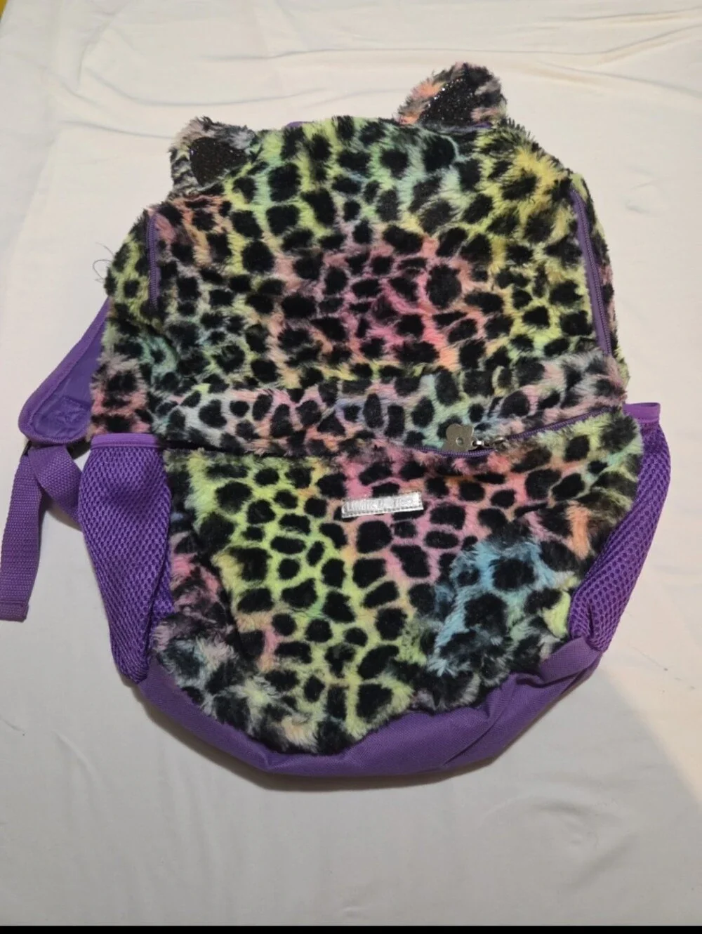 Limited too girls 18 inch colorful fur cat school bookbag #05